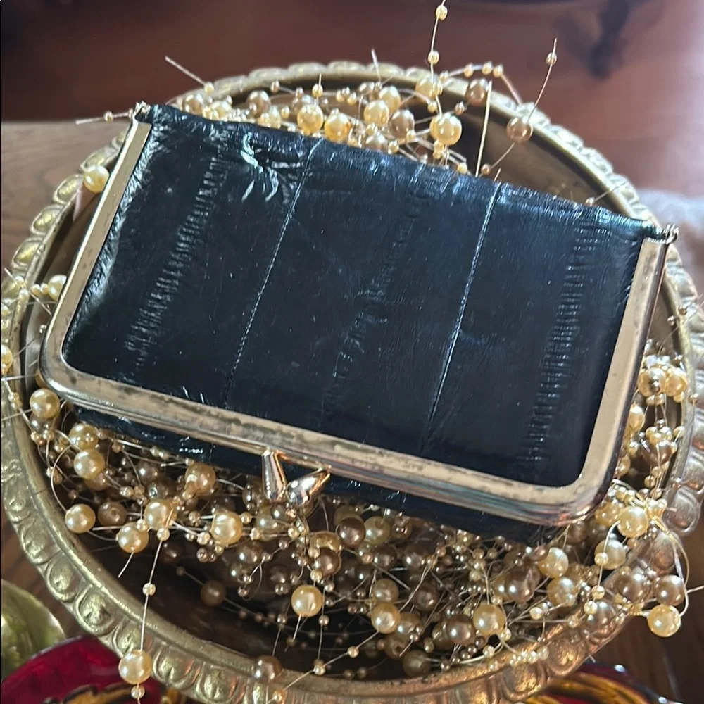 Vintage Black Eel-Skin Cosmetic Case